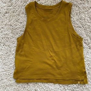 Lulu lemon perforated mustard yellow crop tank top